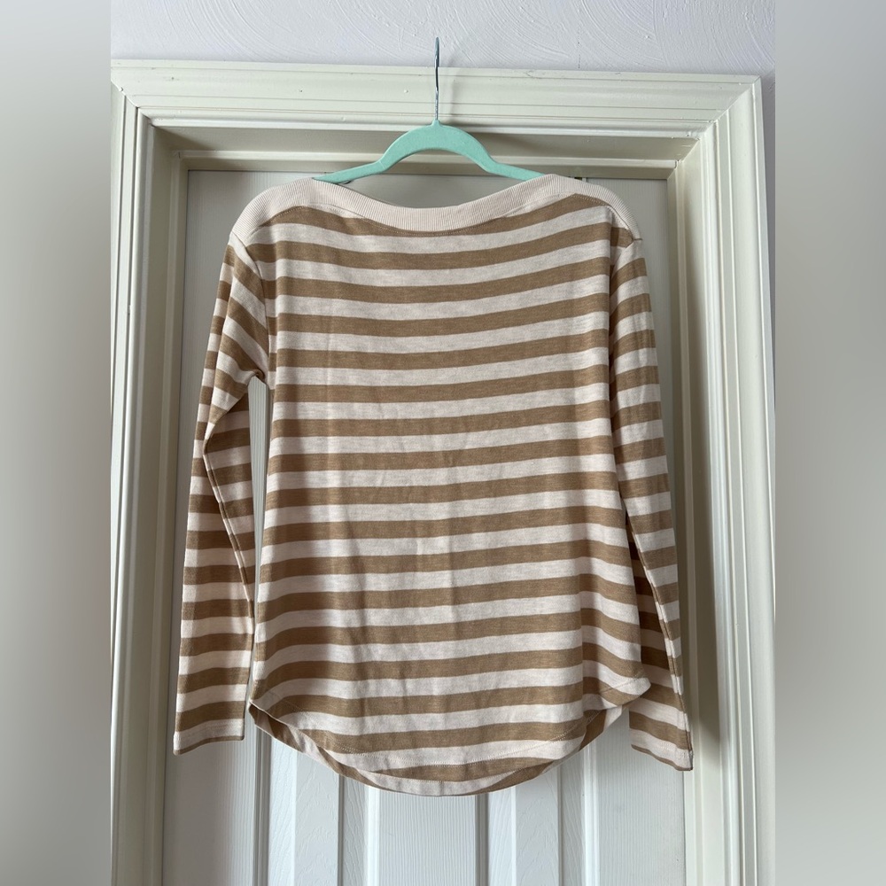 EUC LOFT Tan and Cream Striped Knit Top